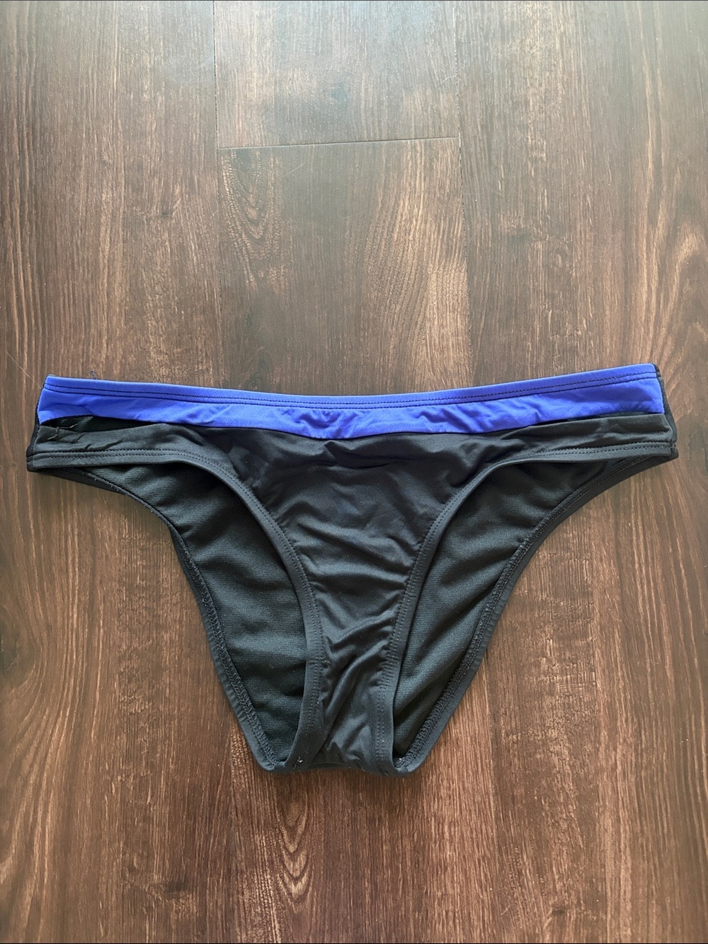 Shade & Shore Black Bikini Bottom with Blue Trim